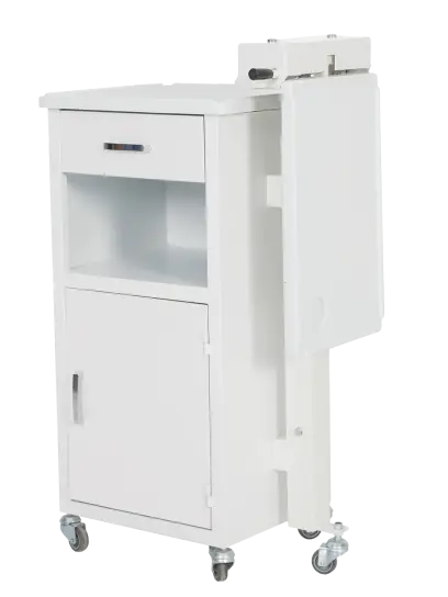 NSK 01, noční stolek s ABS výsuvnou deskou, jednostranný, kovový, barva bílá